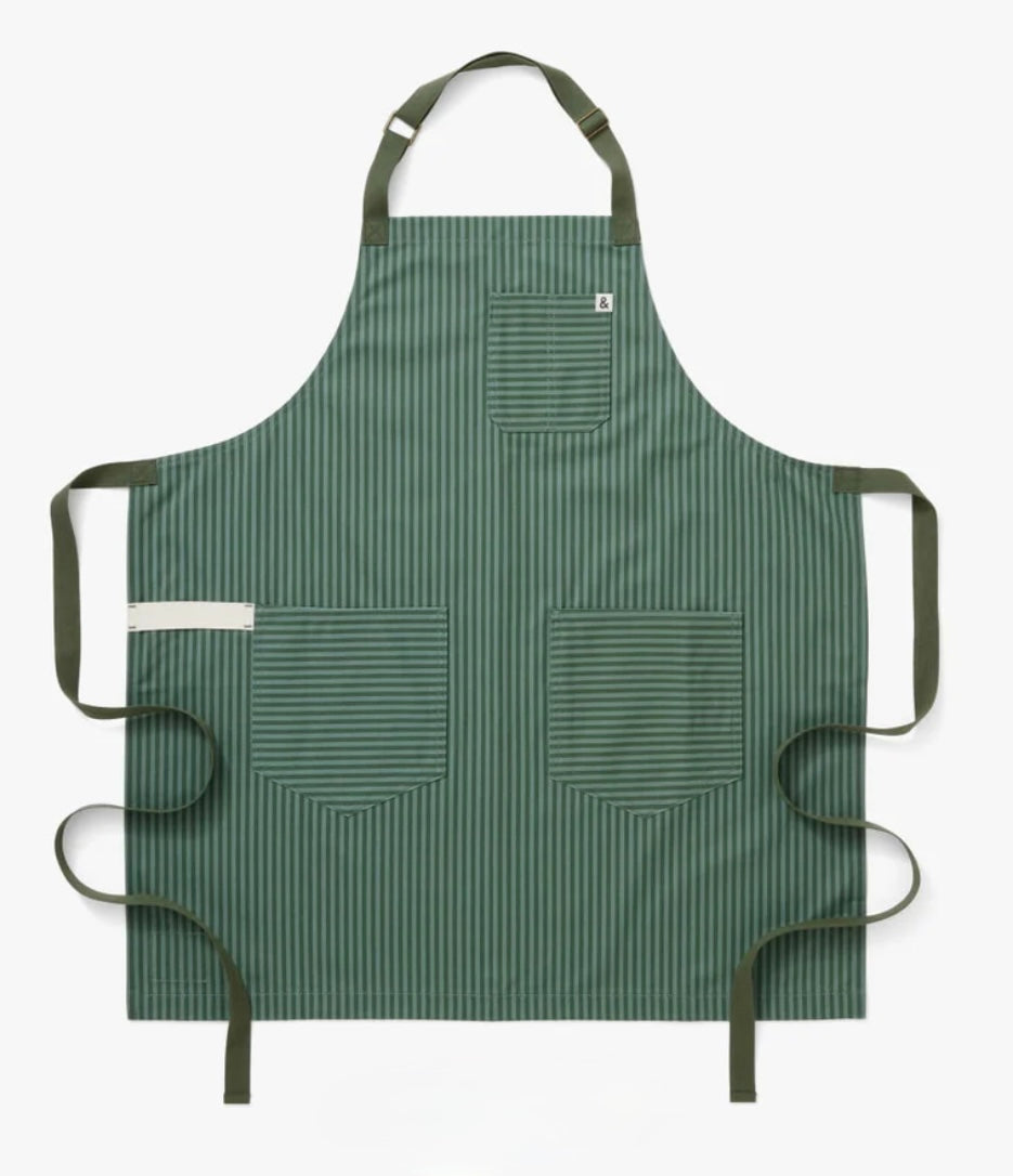 Hedley & Bennett The Essential Apron - Kale Green Stripe