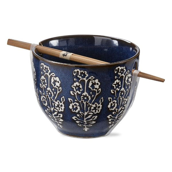 Cottage Reactive  Noodle Bowl Set 5" - Blue