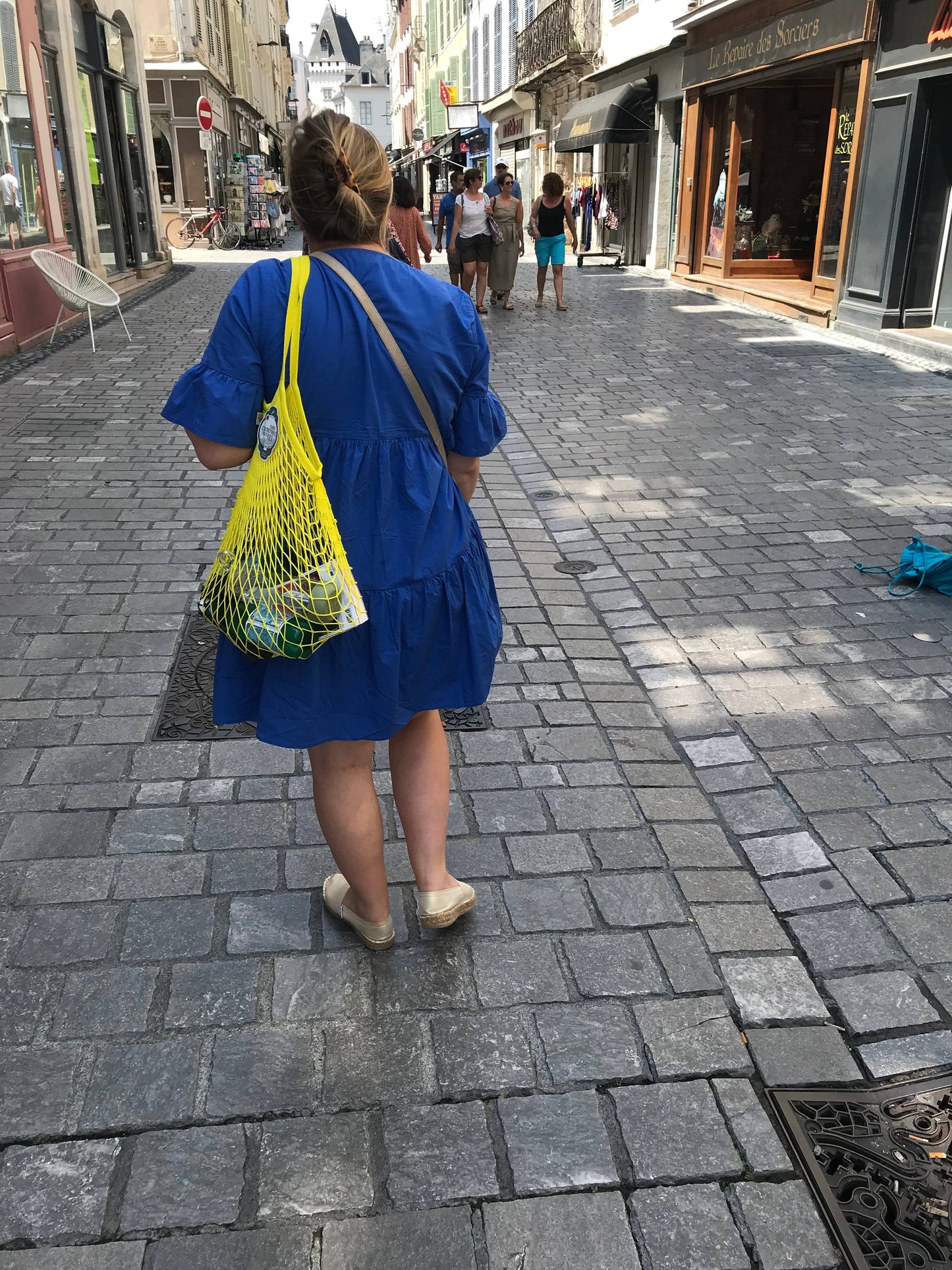 Net Shopping Bag Jaune Solarium long handles