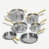 Made In 10-Piece Stainless Steel Cookware Set with Antique Brass Handles