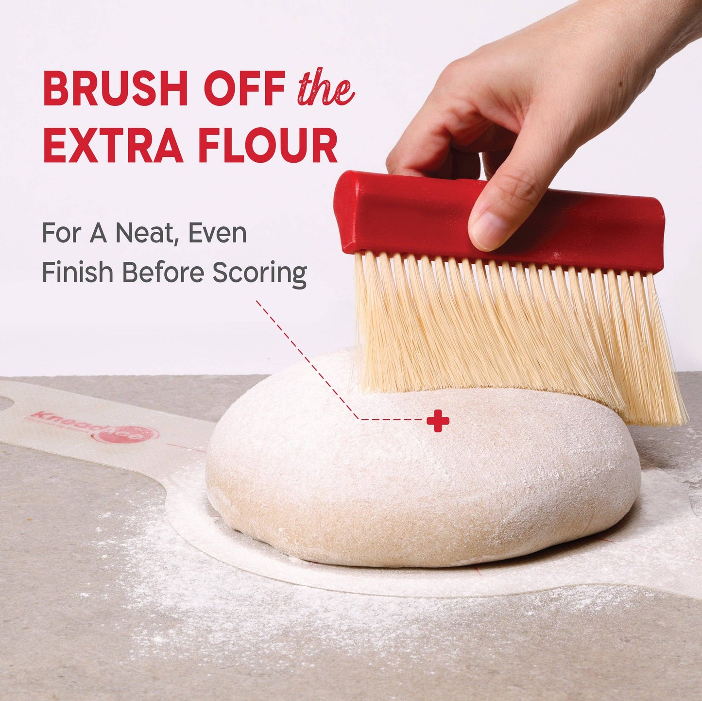 KneadAce Bench Scraper and Baker's Brush White / Red