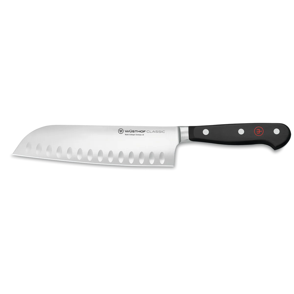 Wusthof 7" Hollow Ground Santoku Knife - Classic Black