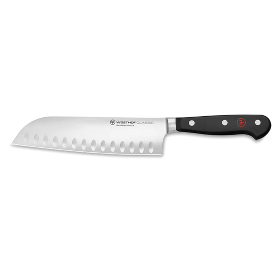 Wusthof 7" Hollow Ground Santoku Knife - Classic Black