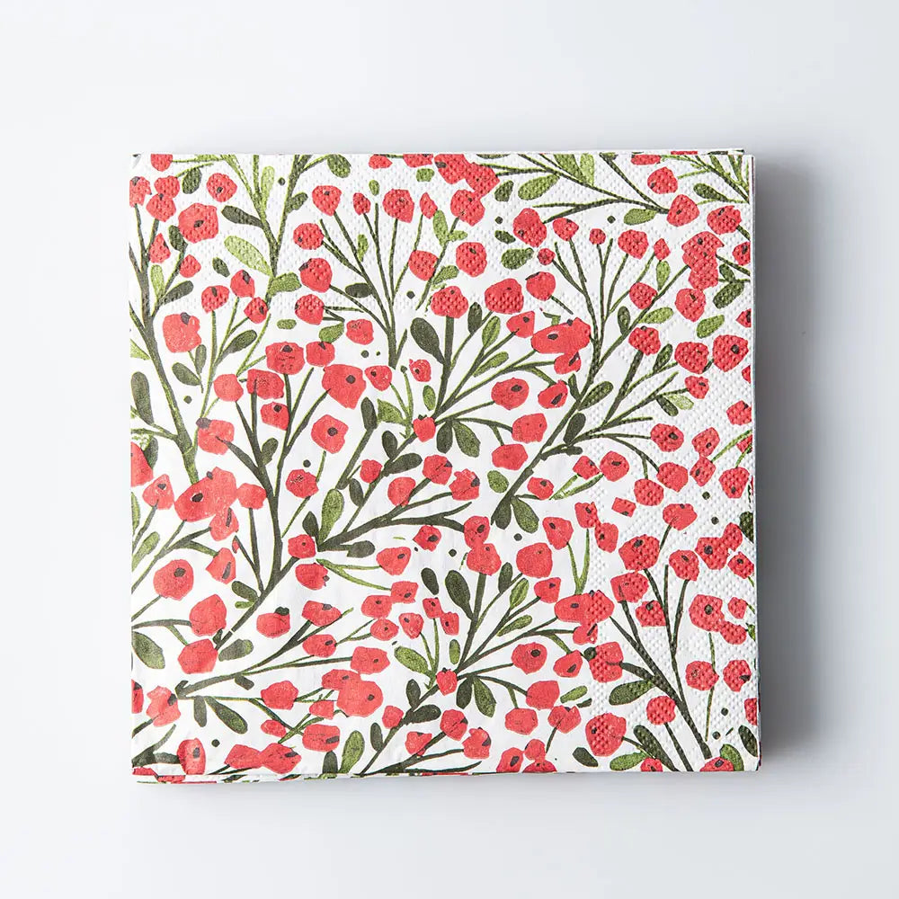 Winter Red Berry Paper Lunch Napkins 20/pk