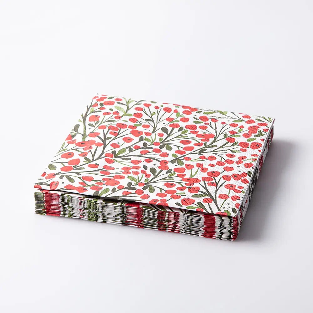 Winter Red Berry Paper Lunch Napkins 20/pk