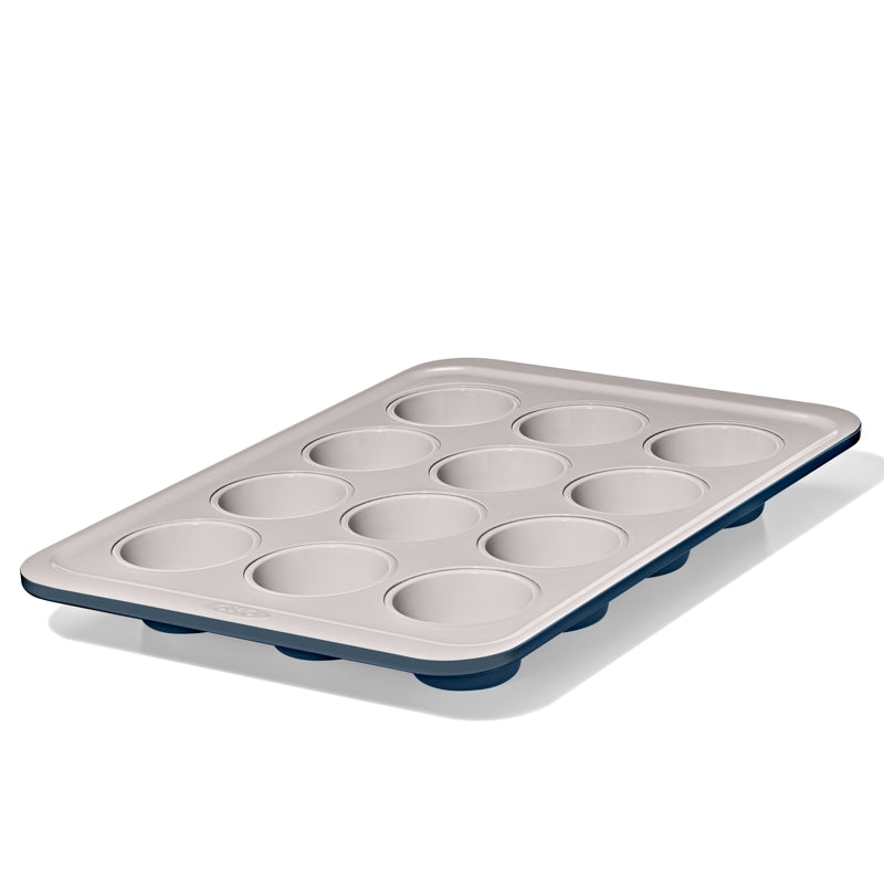 OXO Non-Stick Pro Ceramic Coated Metal Bakeware 12 Cup Muffin Pan – Storm Blue