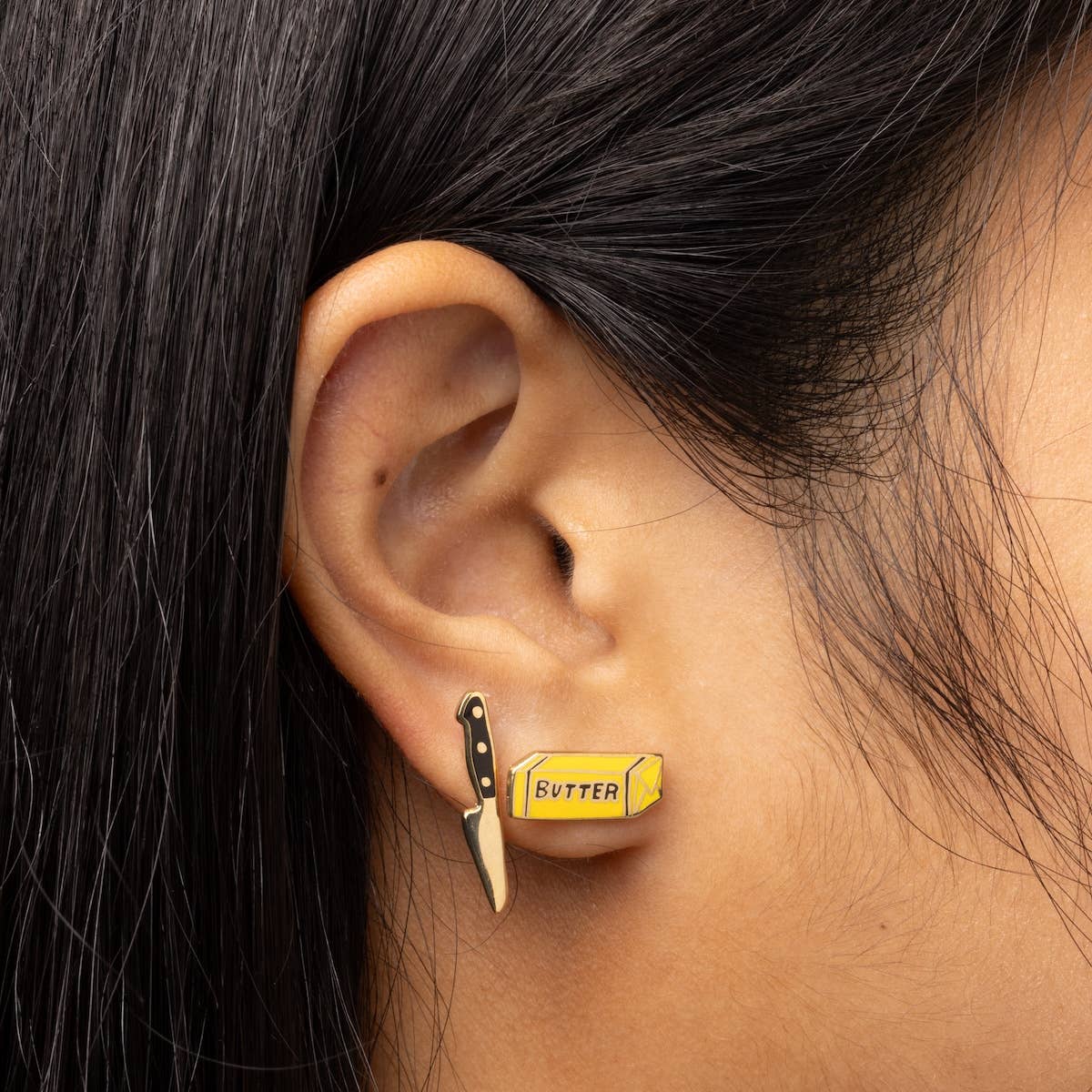 Butter Knife Earrings - Gold Foodie Statement Studs