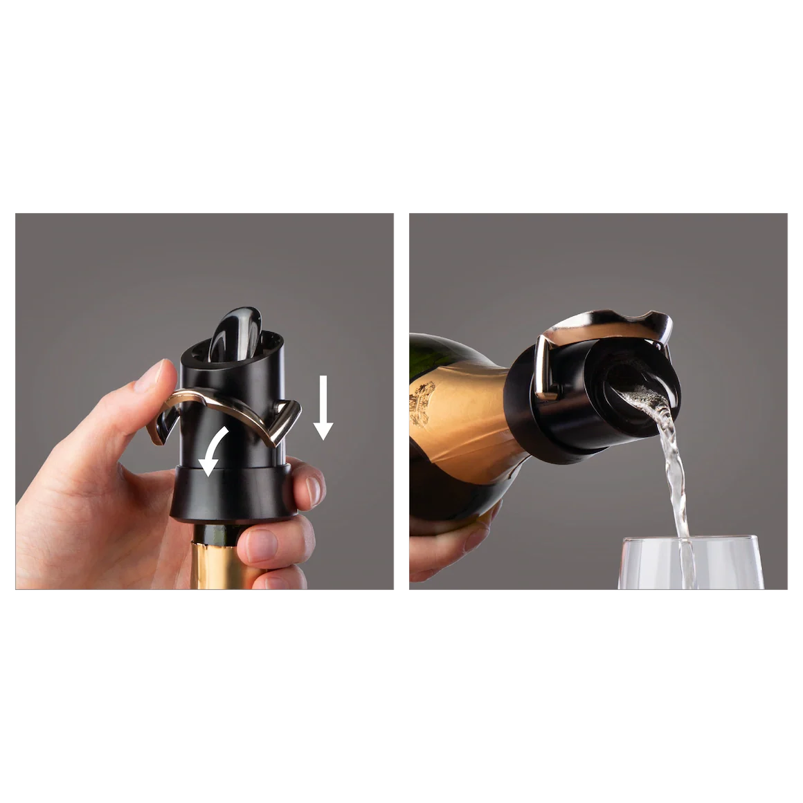 Vacu Vin Champagne Saver & Server - Black