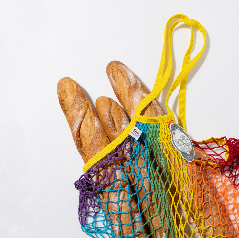 Net Shopping Bag Rainbow long handles