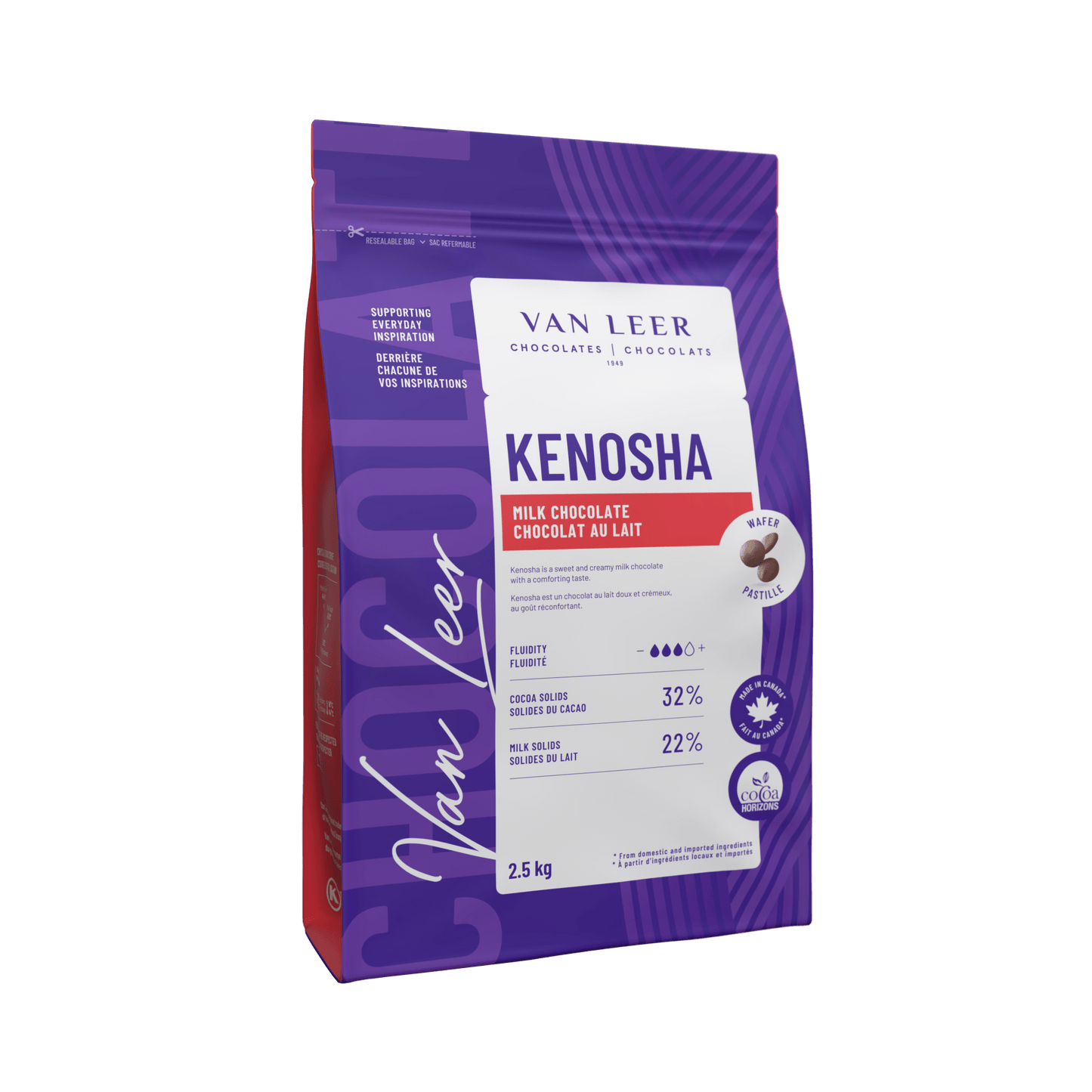 Van Leer Kenosha 32% Milk Couverture Chocolate - 2.5kg