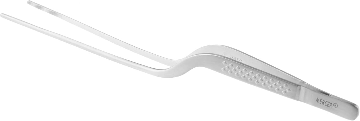 Precision Plus Chef Plating Tong - Offset 7-7/8" - Silver