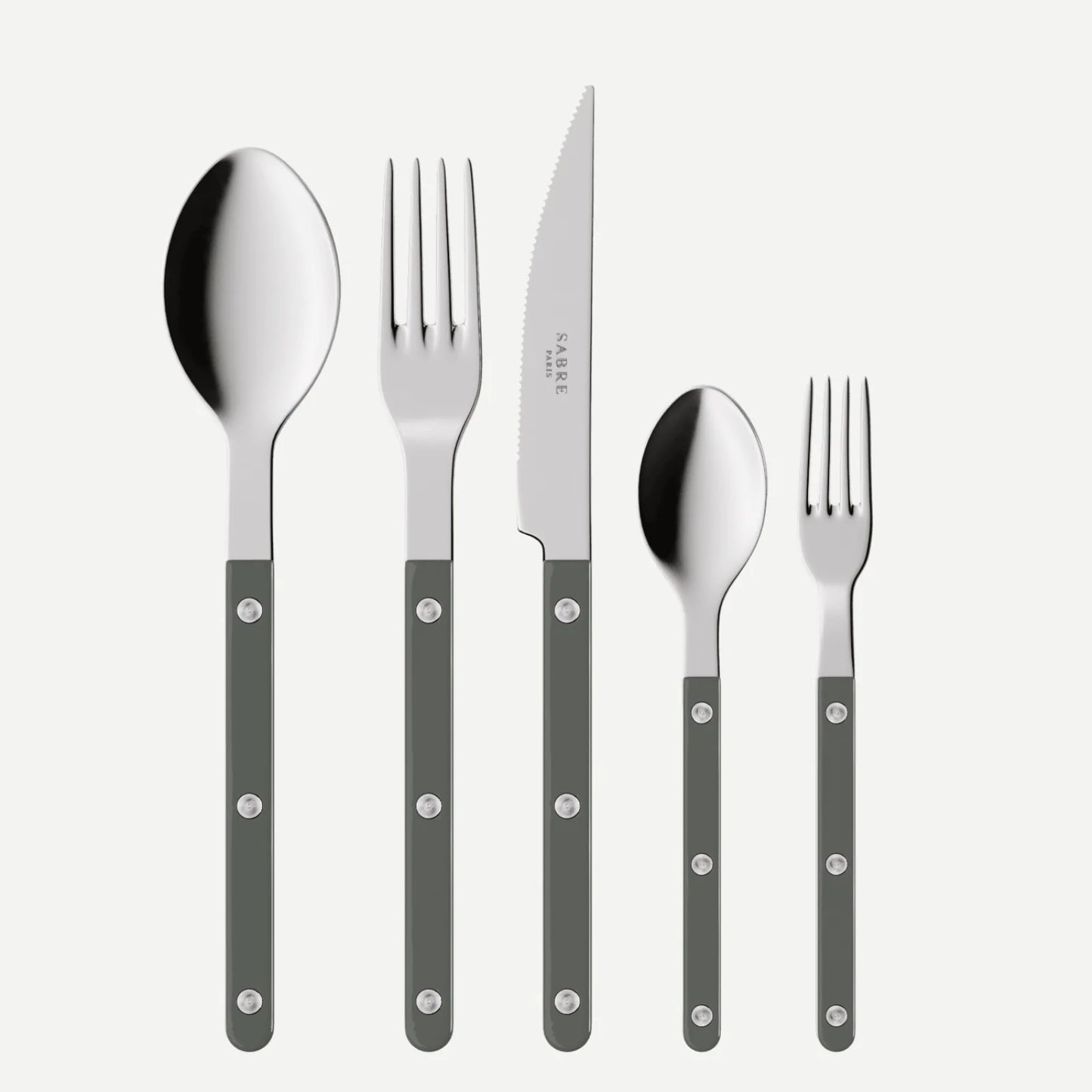 Sabre Bistrot Solid Polished 5pc Place Setting - Dark Grey