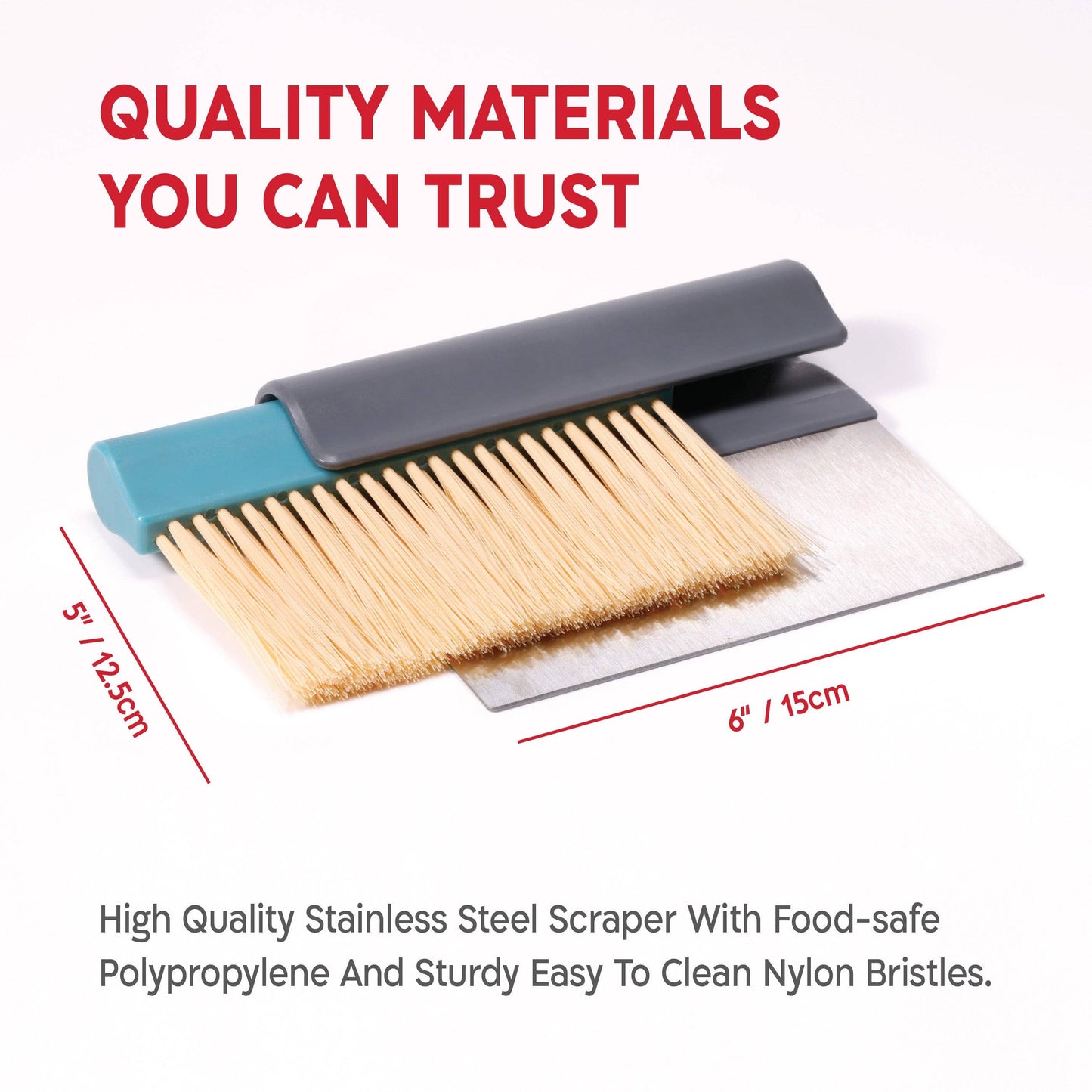 KneadAce Bench Scraper and Baker's Brush Gray / Turquoise