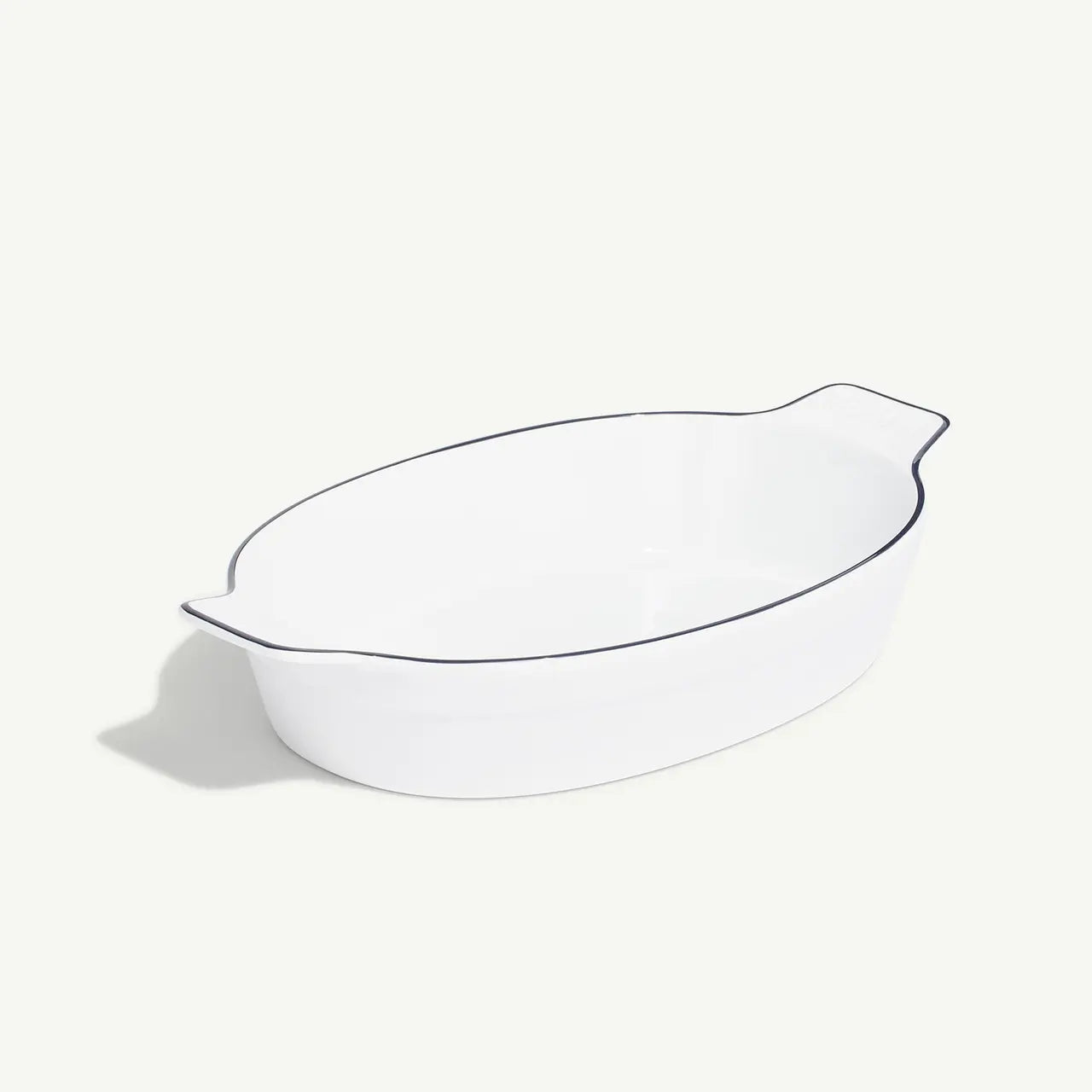Made In 10x6.6" Oval Gratin Dish - White with Navy Rim