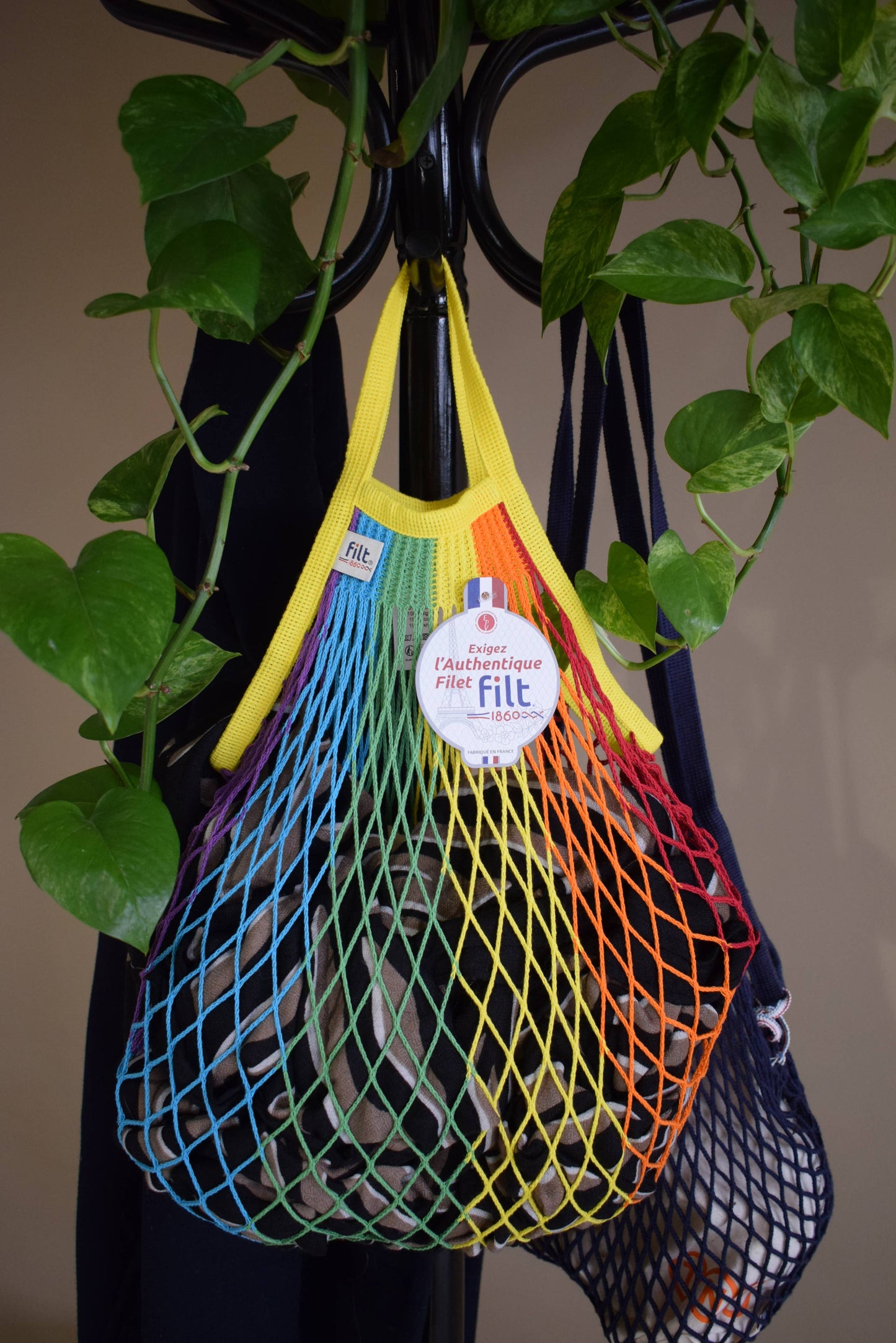 Net Shopping Bag Rainbow small handles