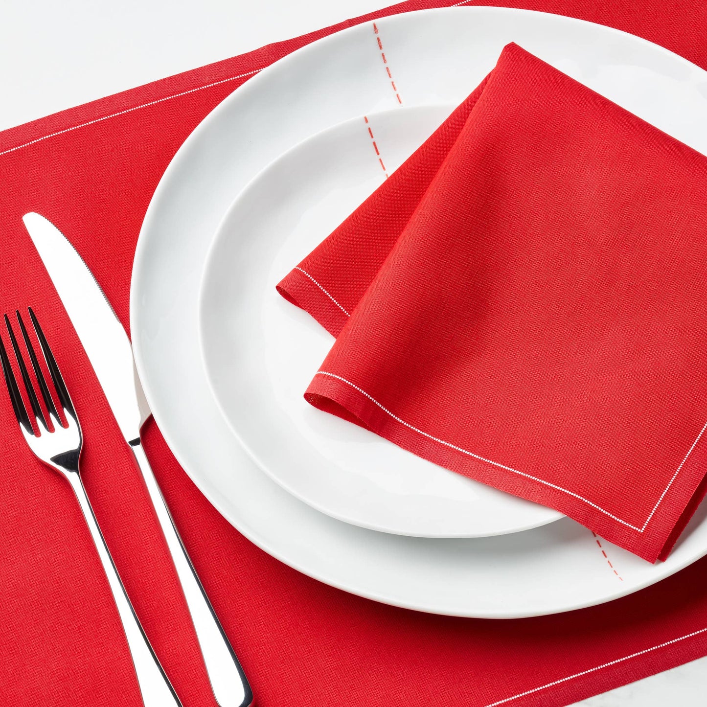Lipstick Red Cotton Dinner Napkins 12 Units