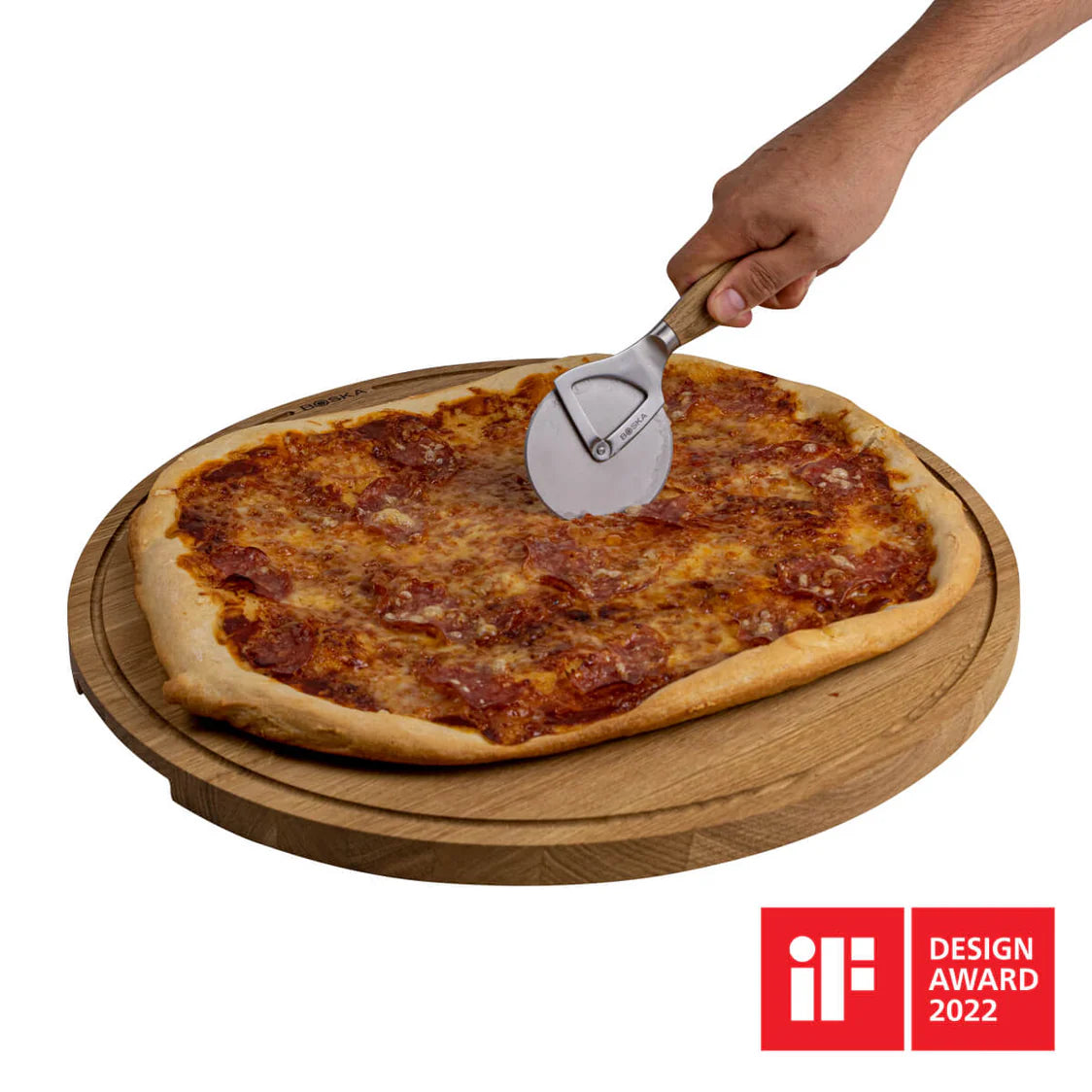 Boska Oslo+ Pizza Wheel with Wood Handle