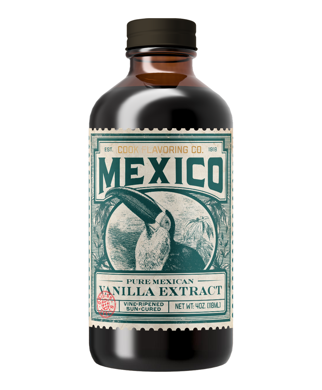 Single Origin Pure Mexican Vanilla Extract: 4oz