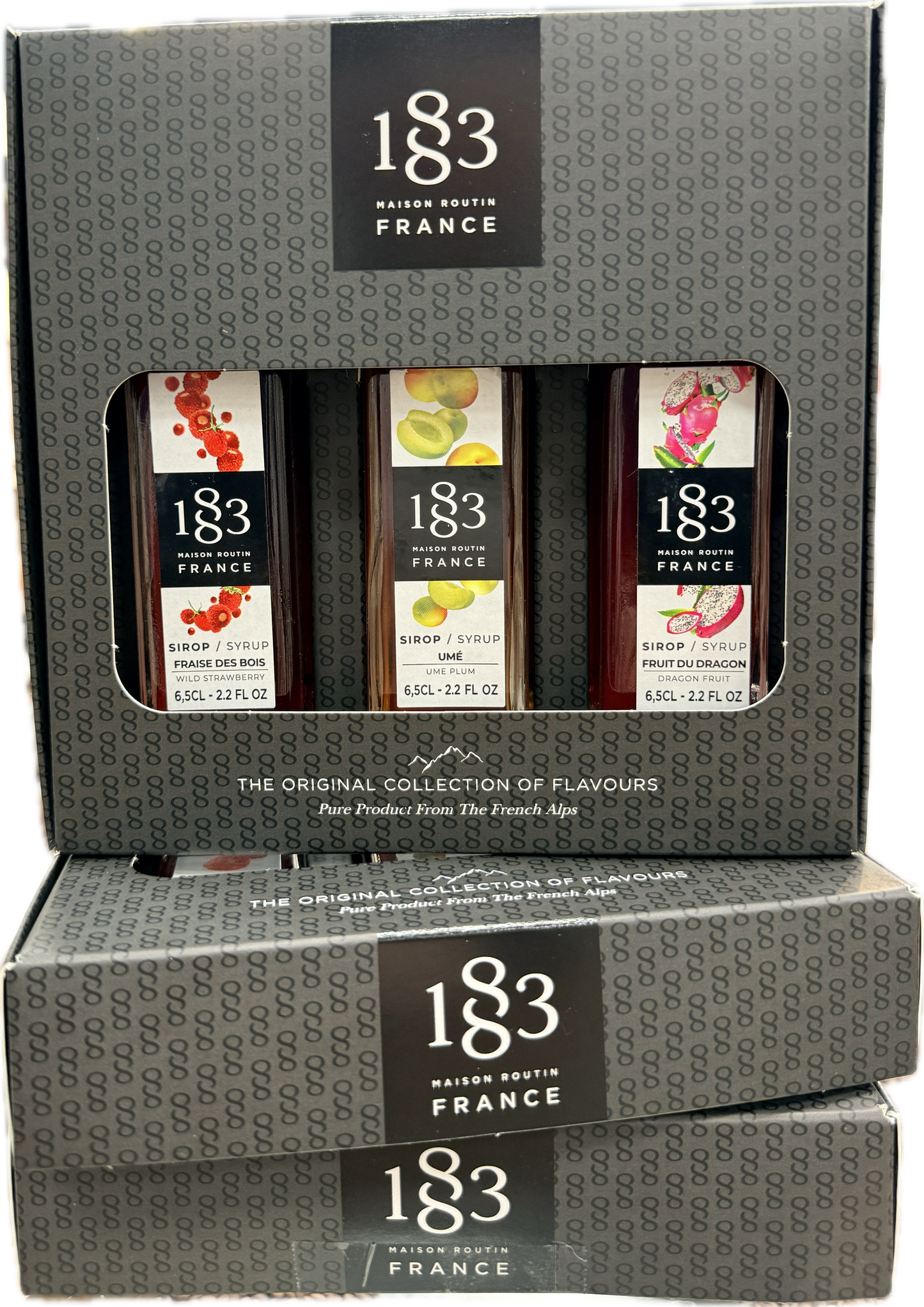 1883 Syrup Gift Pack: Wild Strawberry, Ume Plum + Dragonfruit (65ml ea)