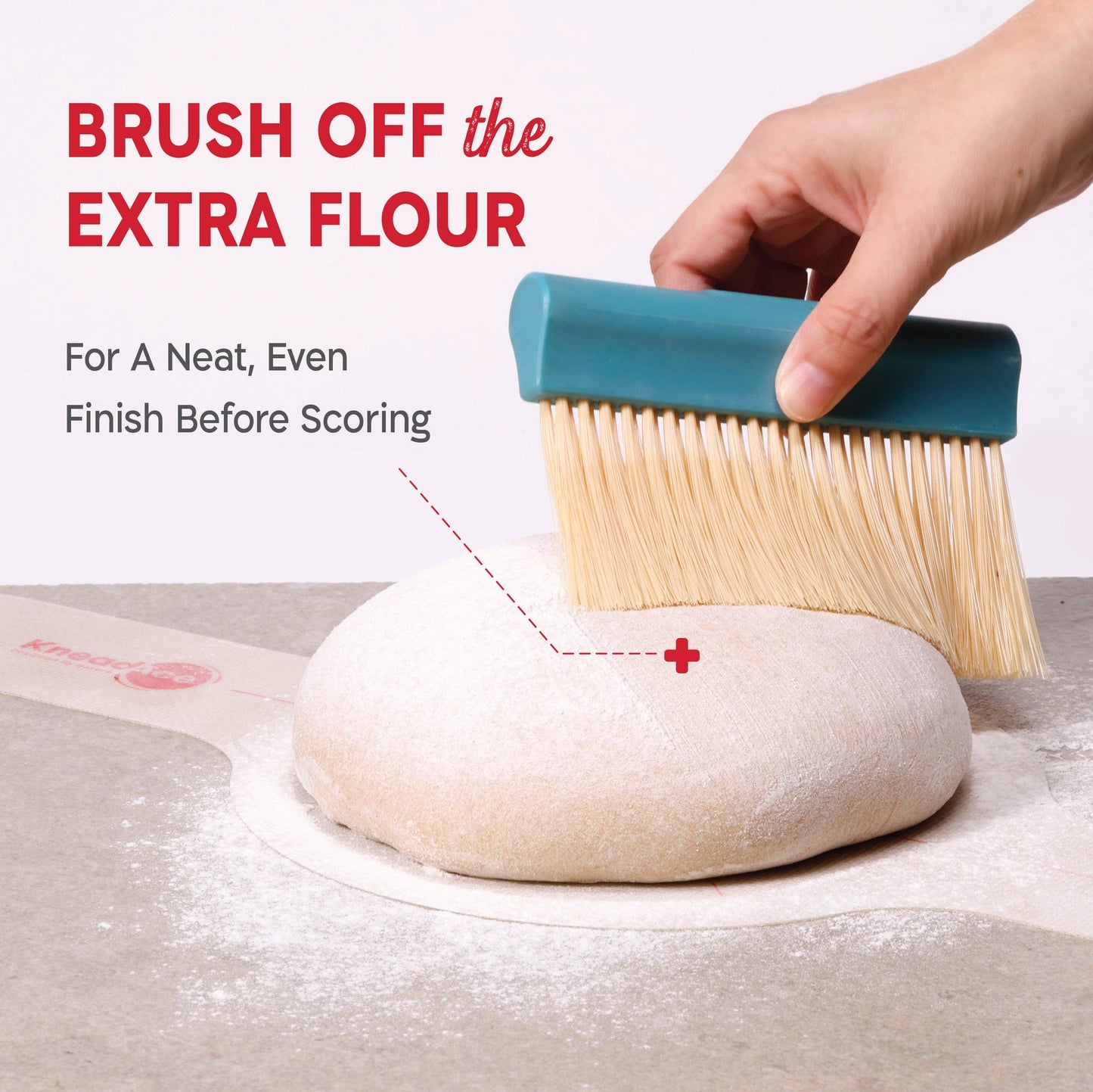 KneadAce Bench Scraper and Baker's Brush Gray / Turquoise