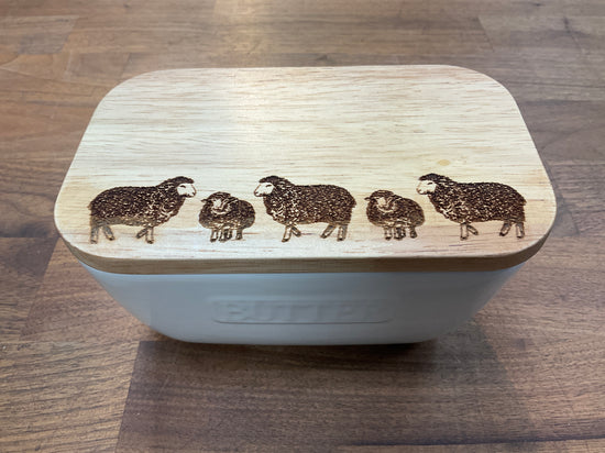 Butter Dish - Sheep White