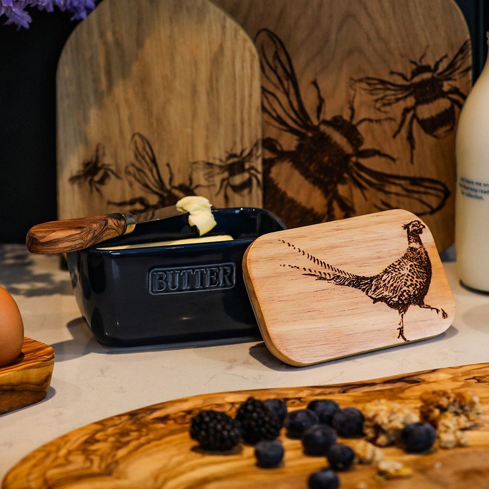 Butter Dish - Pheasant Blue