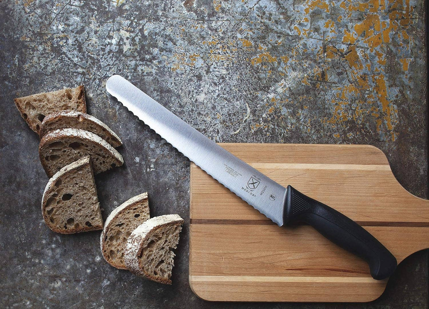 Mercer Millennia Black Handle 10" Wide Wavy Edge Bread Knife