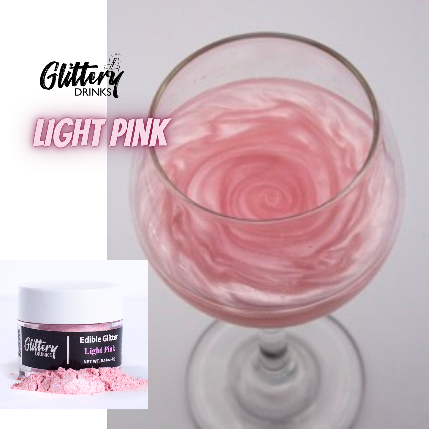 Edible Shimmer Powder for Drinks - Light Pink