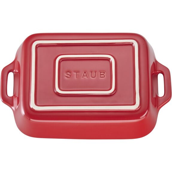 Staub Rectangular Ceramic Baker - Cherry Red 9x13"