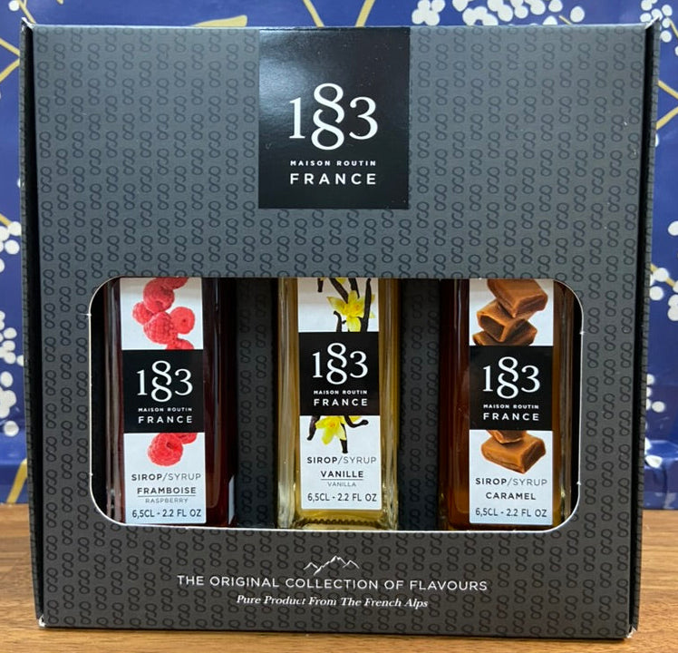 1883 Syrup Gift Pack: Caramel, Raspberry + Vanilla(65ml ea)