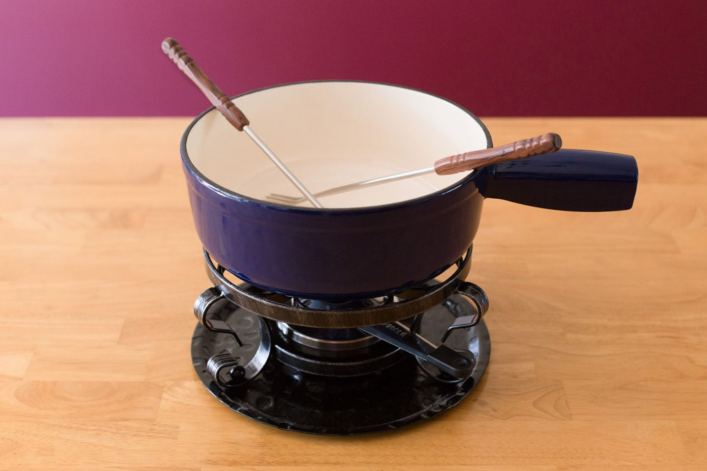 Lugano 9pc Cast Iron Fondue - Deep Blue
