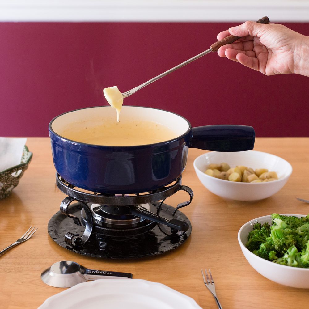 Lugano 9pc Cast Iron Fondue - Deep Blue