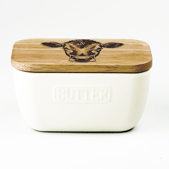 Butter Dish - Jersey Cow White