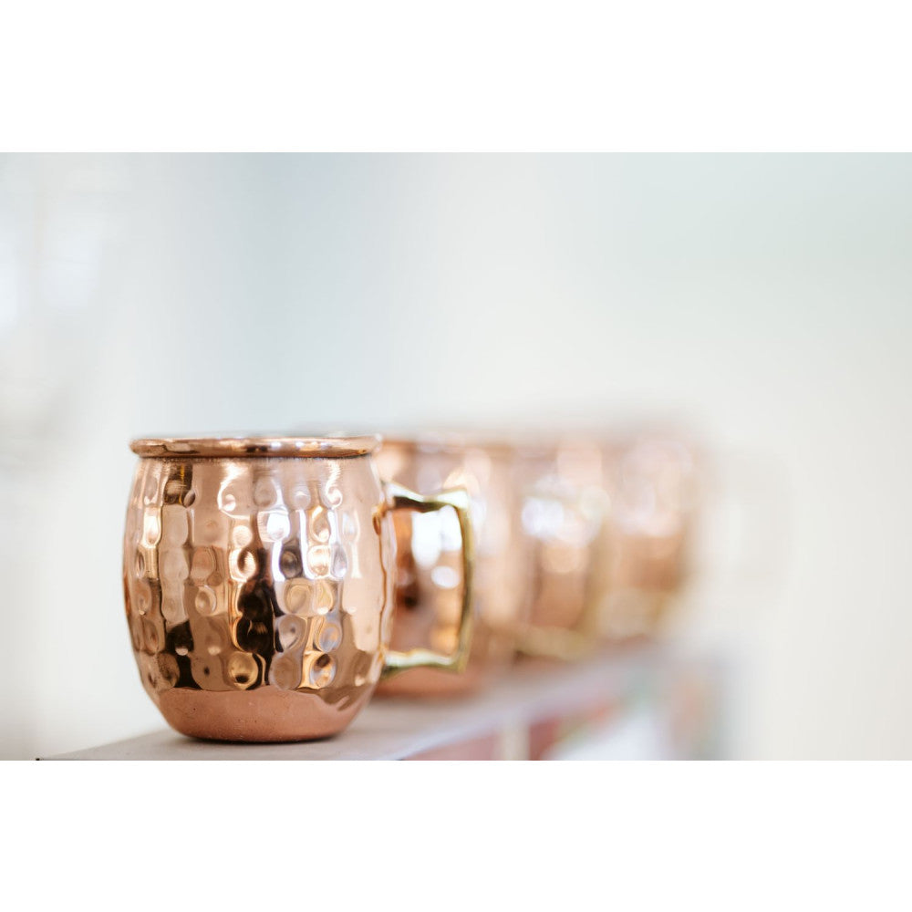 Moscow Mule Copper and Stainless Steel Hammered Belly-Shaped Mug 20oz