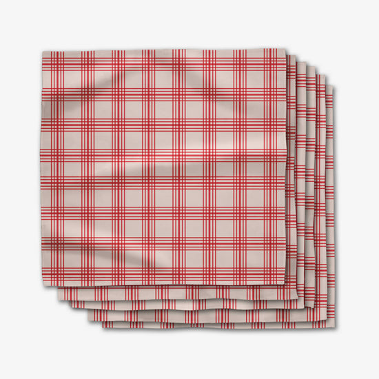 Geometry Cranberry Stripes Dinner Napkin Set (40% off at checkout)