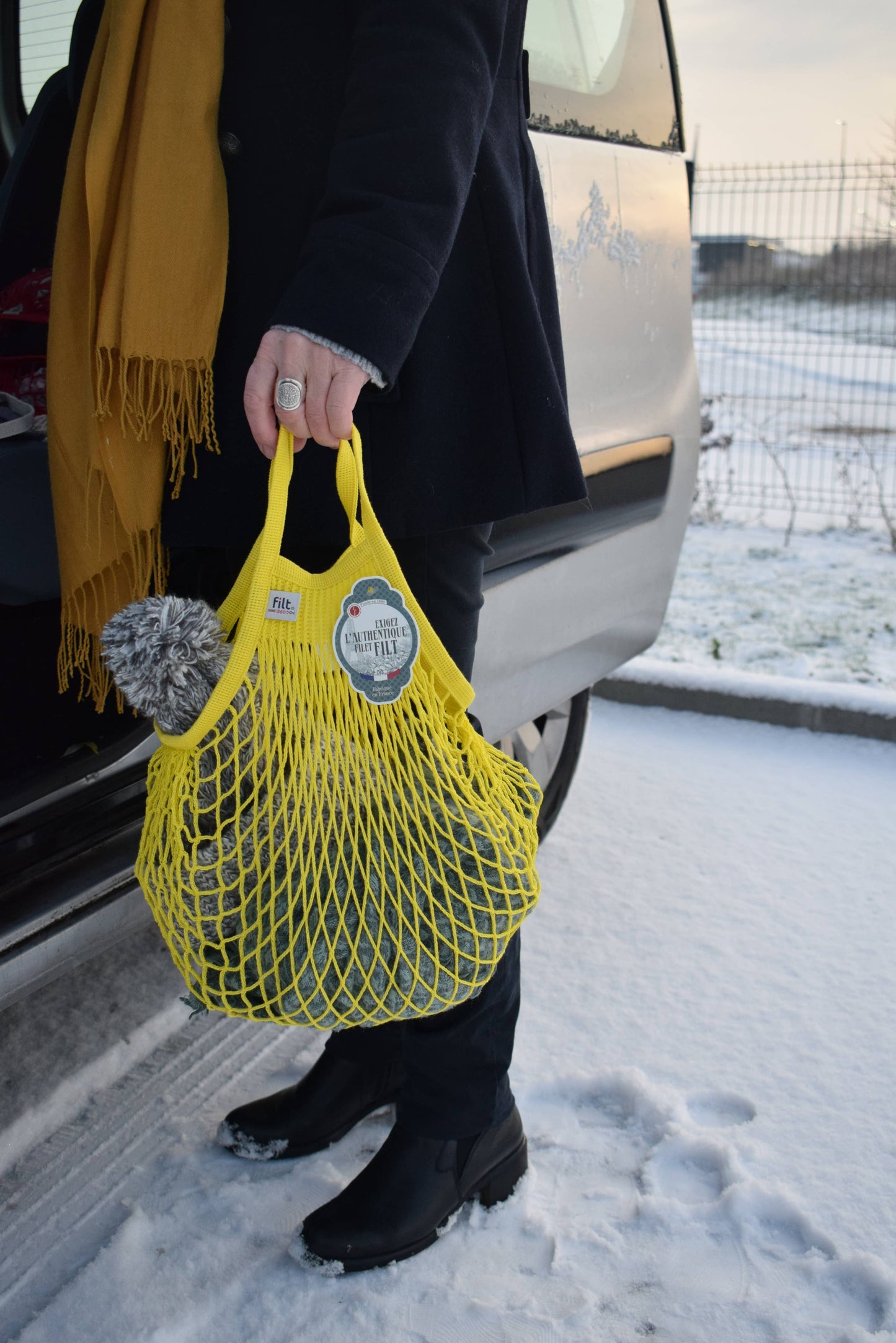 Net Shopping Bag Jaune Solarium small handles