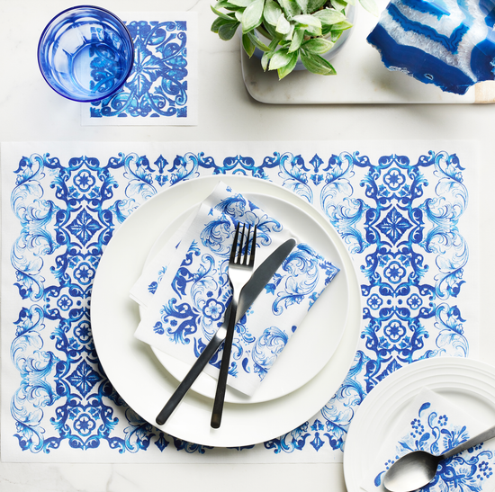 CECI X MY DRAP Mediterranean Tile Cotton Cocktail Napkins