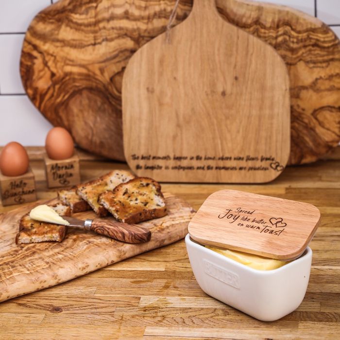 Butter Dish - Spread The Joy White