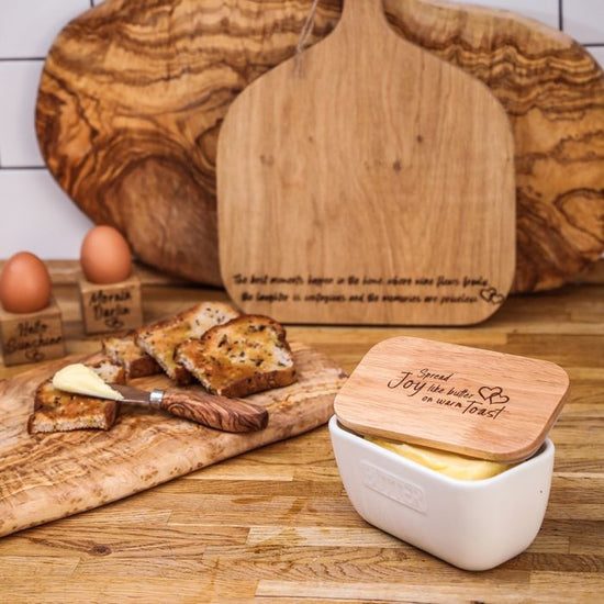 Butter Dish - Spread The Joy White