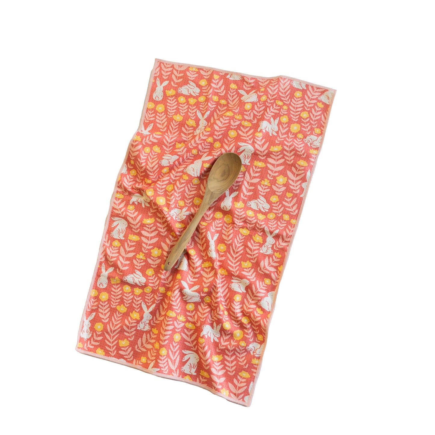 Anywhere Towel - Nuthatch Bunny Meadows: Deep Coral