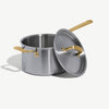 Made In 4 Qt Stainless Steel Saucepan with Lid and Antique Brass Handle
