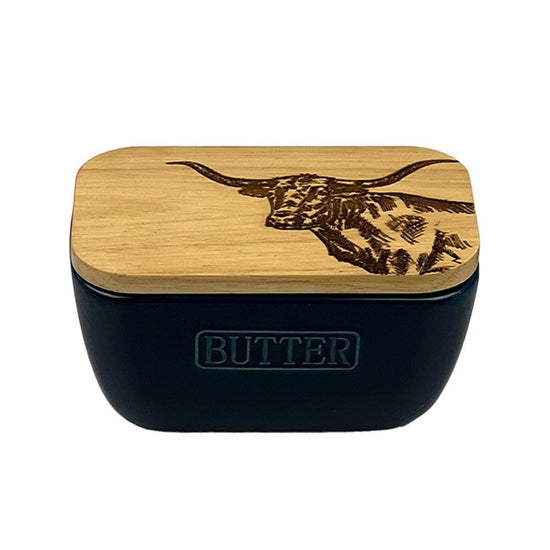 Butter Dish - Texas Longhorn Blue