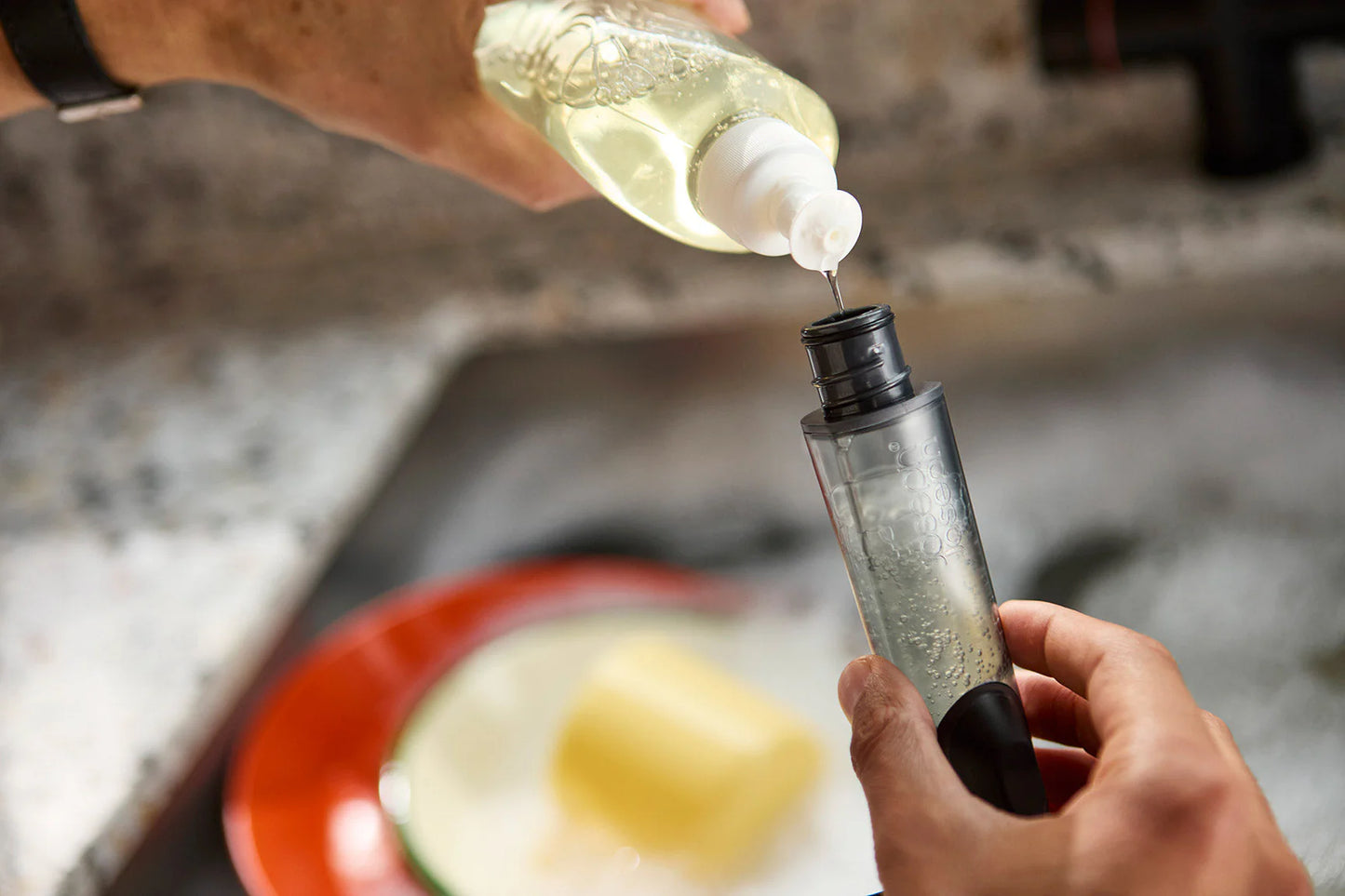 SinkTech™ Soap Dispensing Dish Brush & Stand - Joseph Joseph