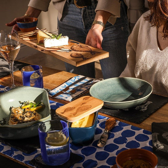 Butter Dish - Fish Repeat Blue
