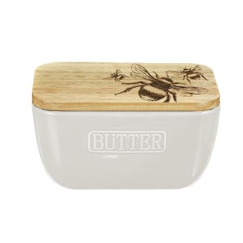 Butter Dish - Bee White