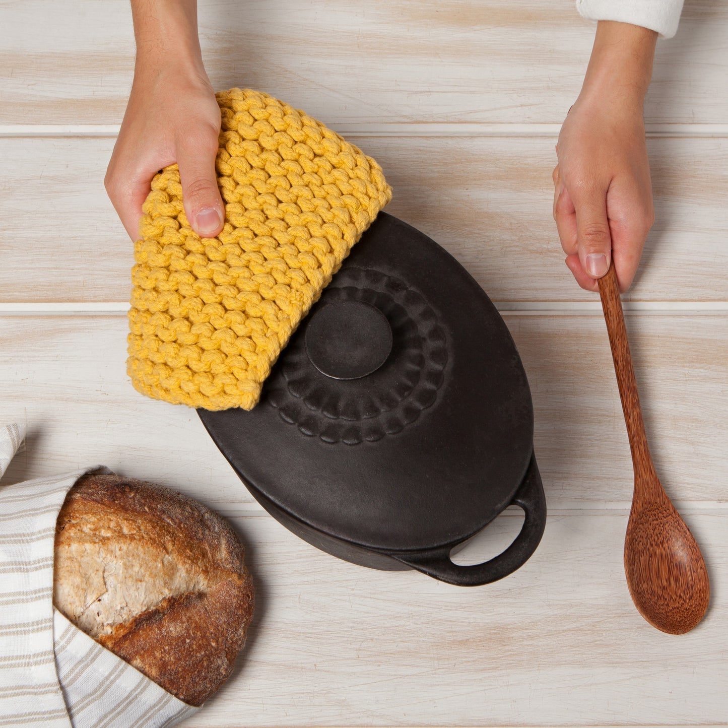 Pot Holder - Knit - Ochre