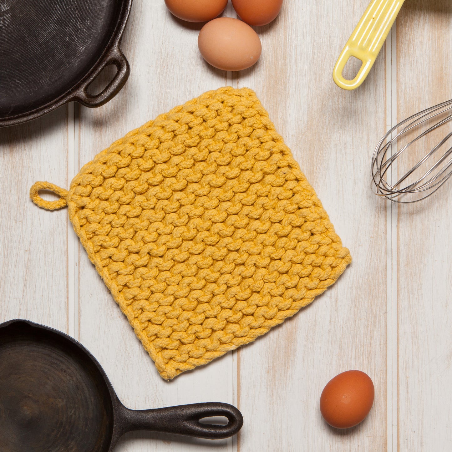 Pot Holder - Knit - Ochre