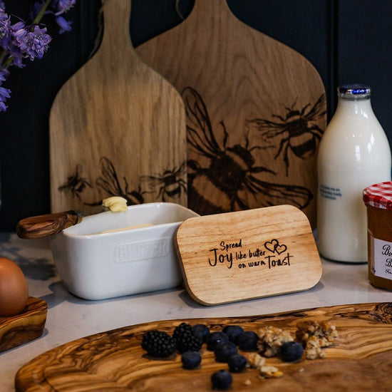 Butter Dish - Spread The Joy White