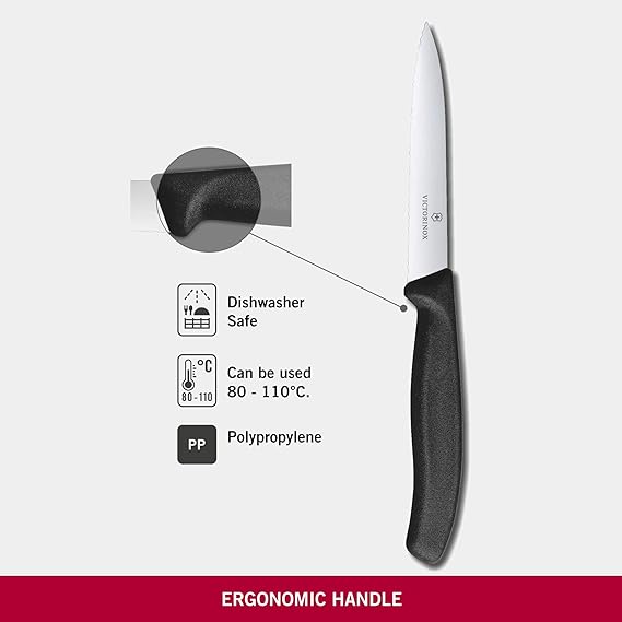 Paring Knife 4"/Serrated,Spear Point - Black