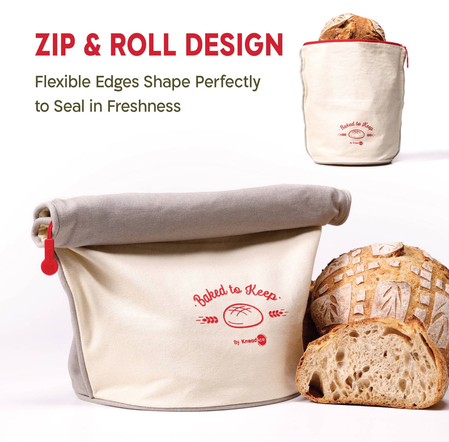 KneadAce Bread Bag Grey/Off-White